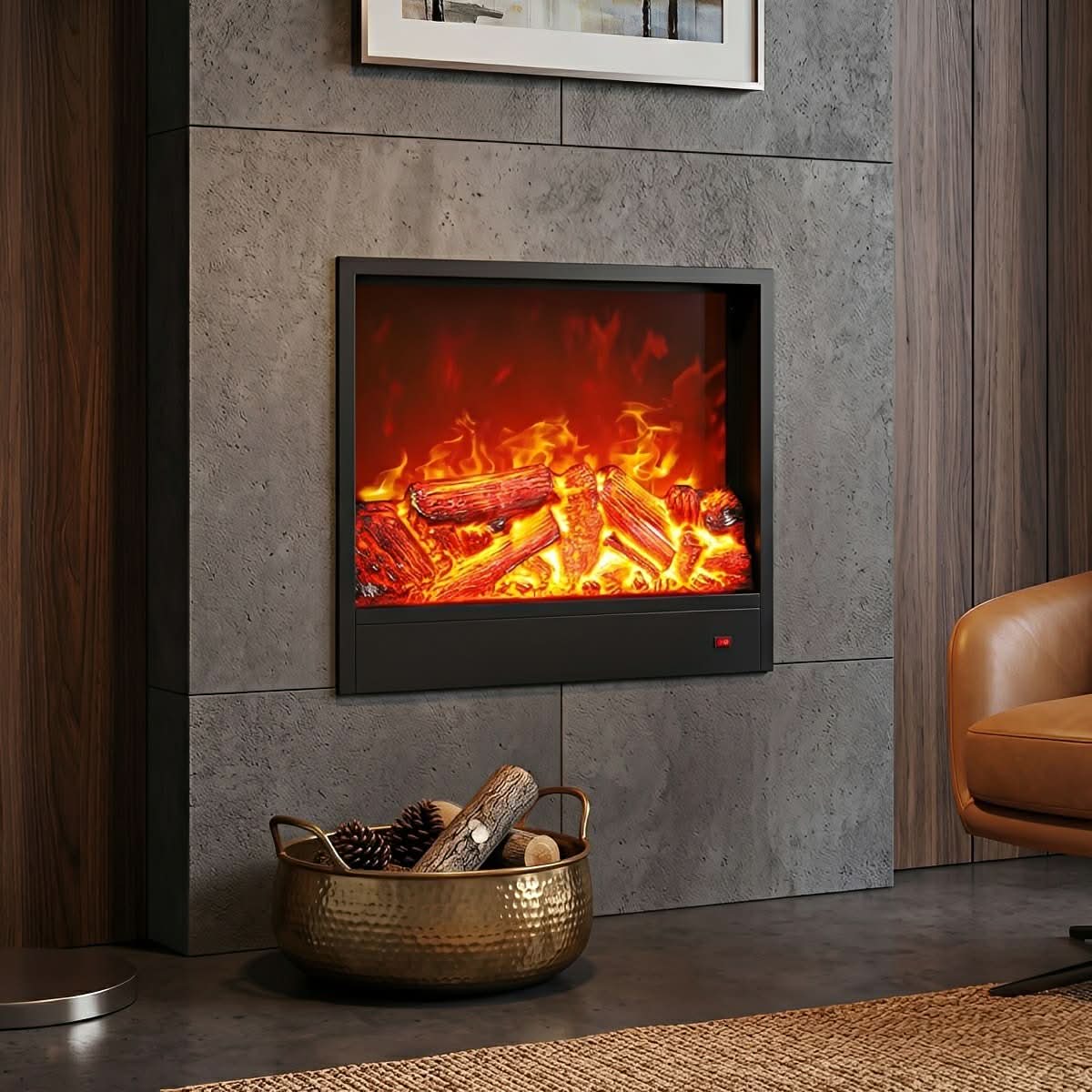 Wall Electric Fireplace 3D LED Flame Remote Control