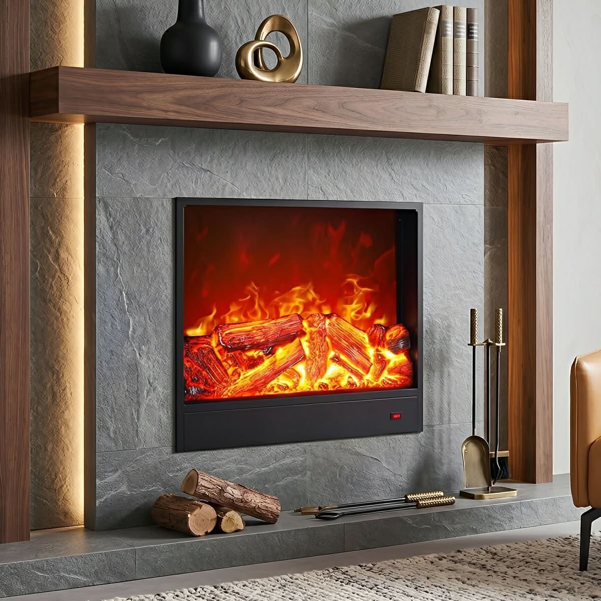 Wall Electric Fireplace 3D LED Flame Remote Control