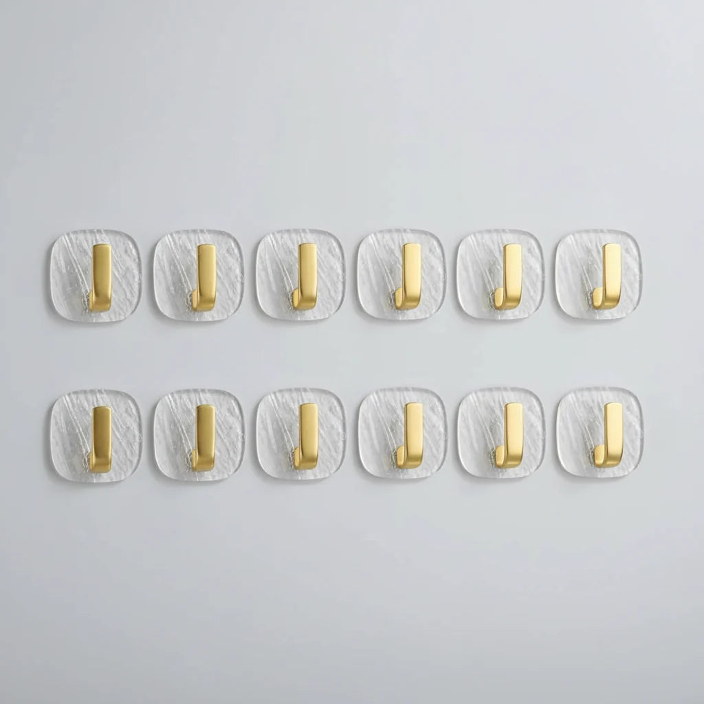 Wall Hook Acrylic Gold Waterproof Self-Adhesive