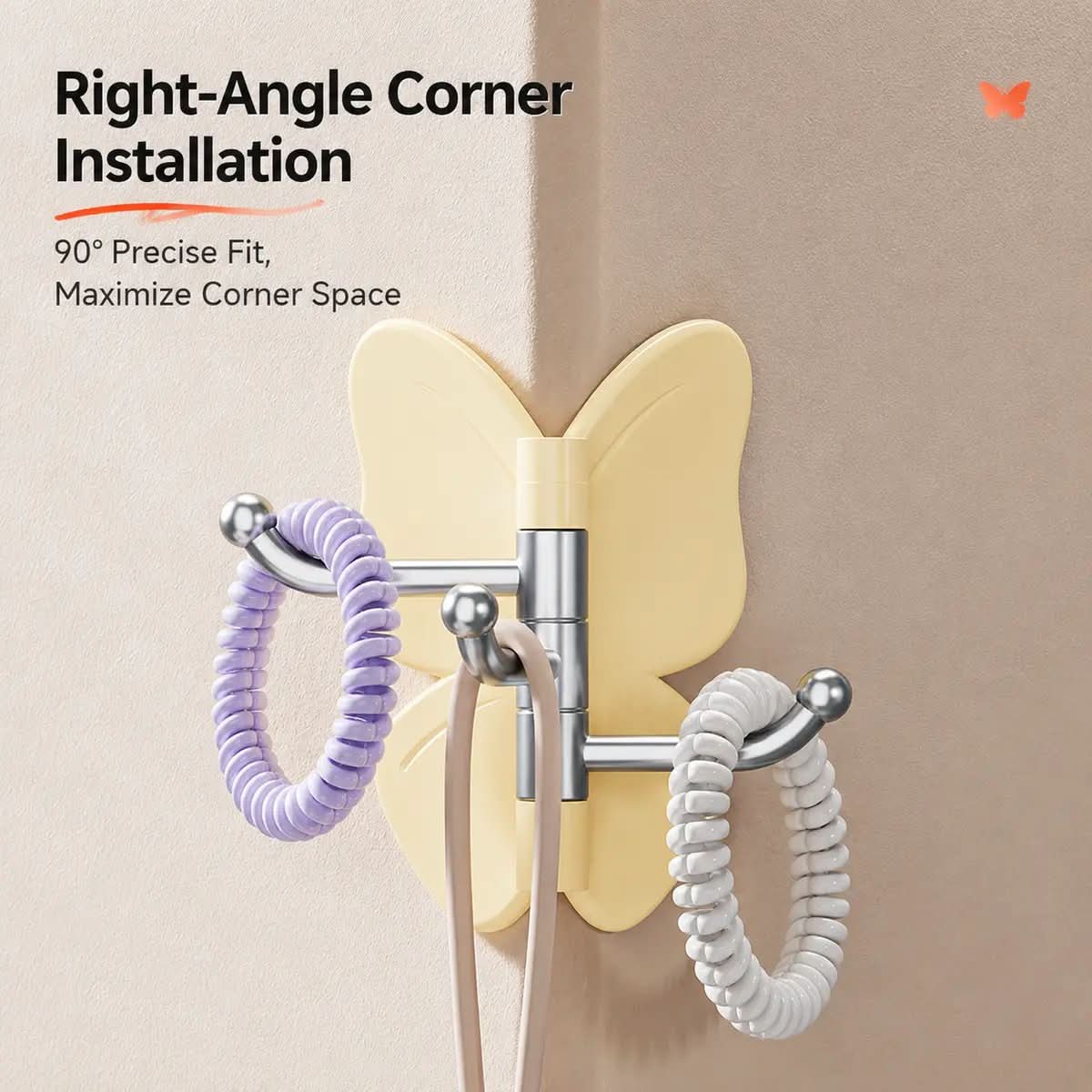 Wall Hook Butterfly Rotatable No-Drill Self-Adhesive