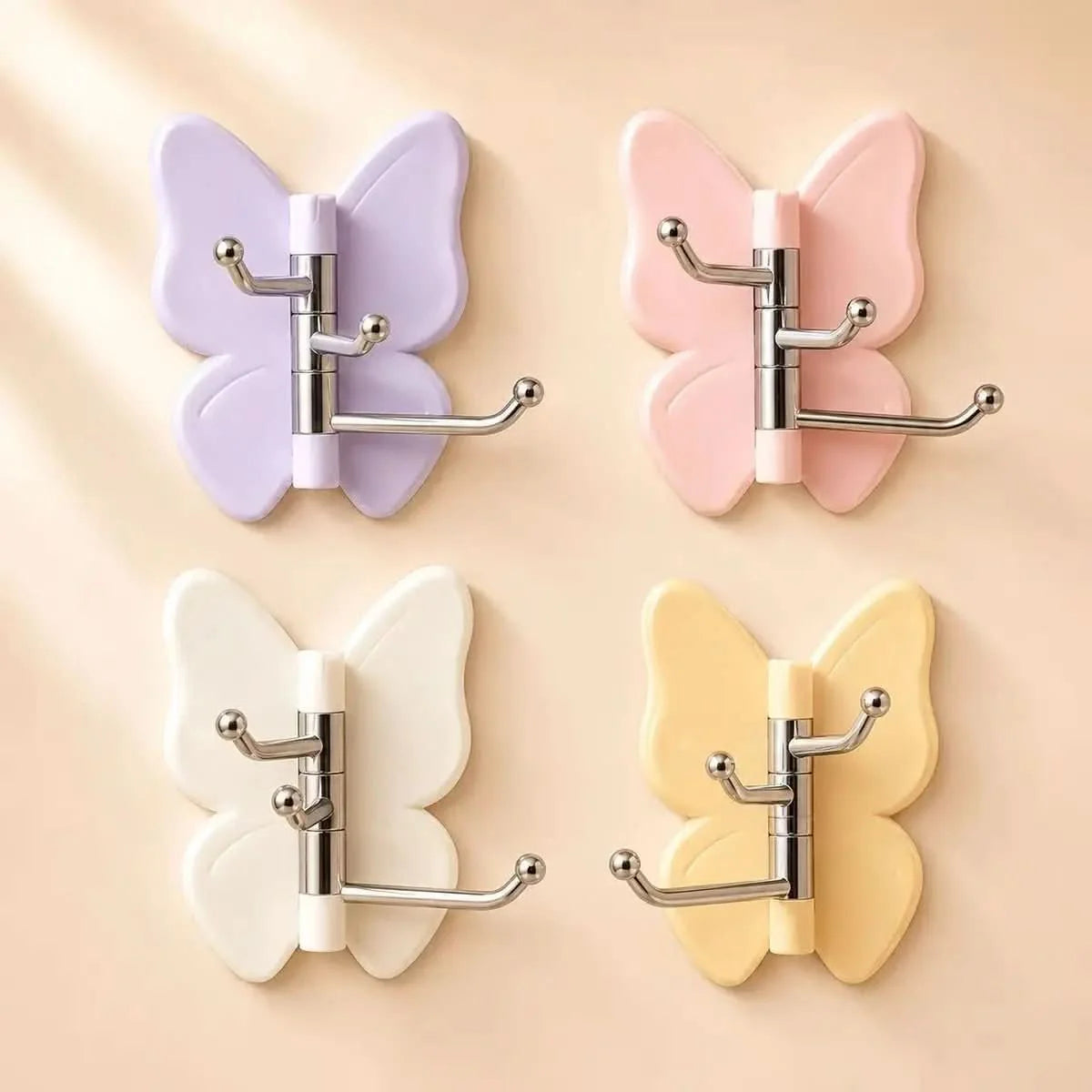 Wall Hook Butterfly Rotatable No-Drill Self-Adhesive