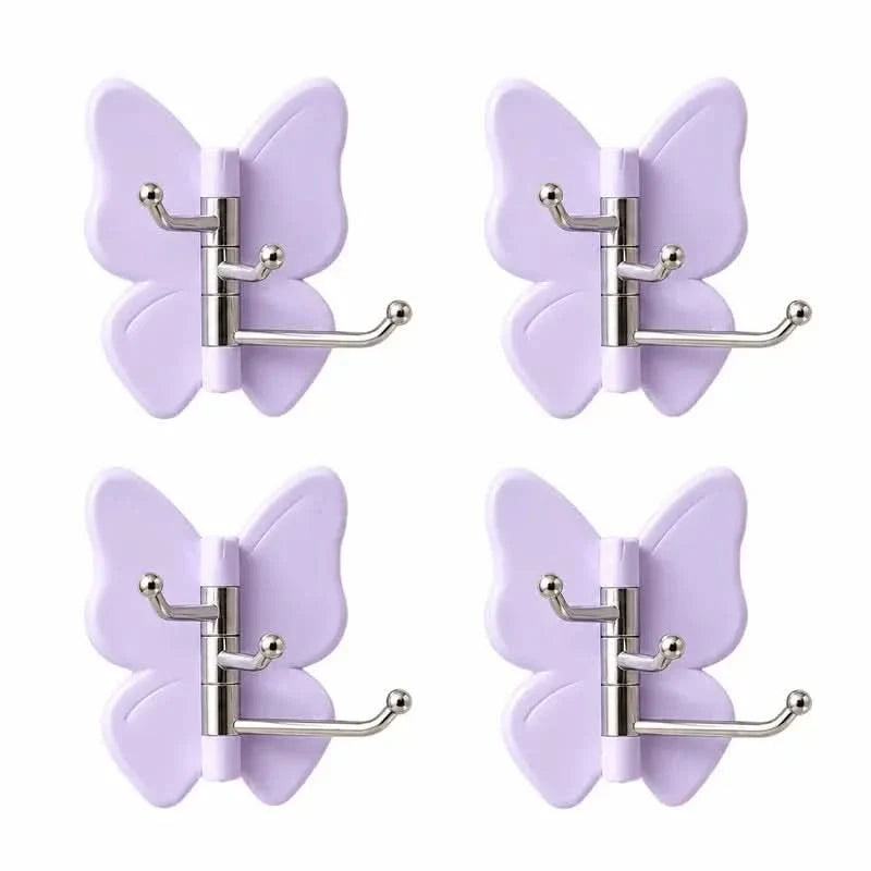 Wall Hook Butterfly Rotatable No-Drill Self-Adhesive