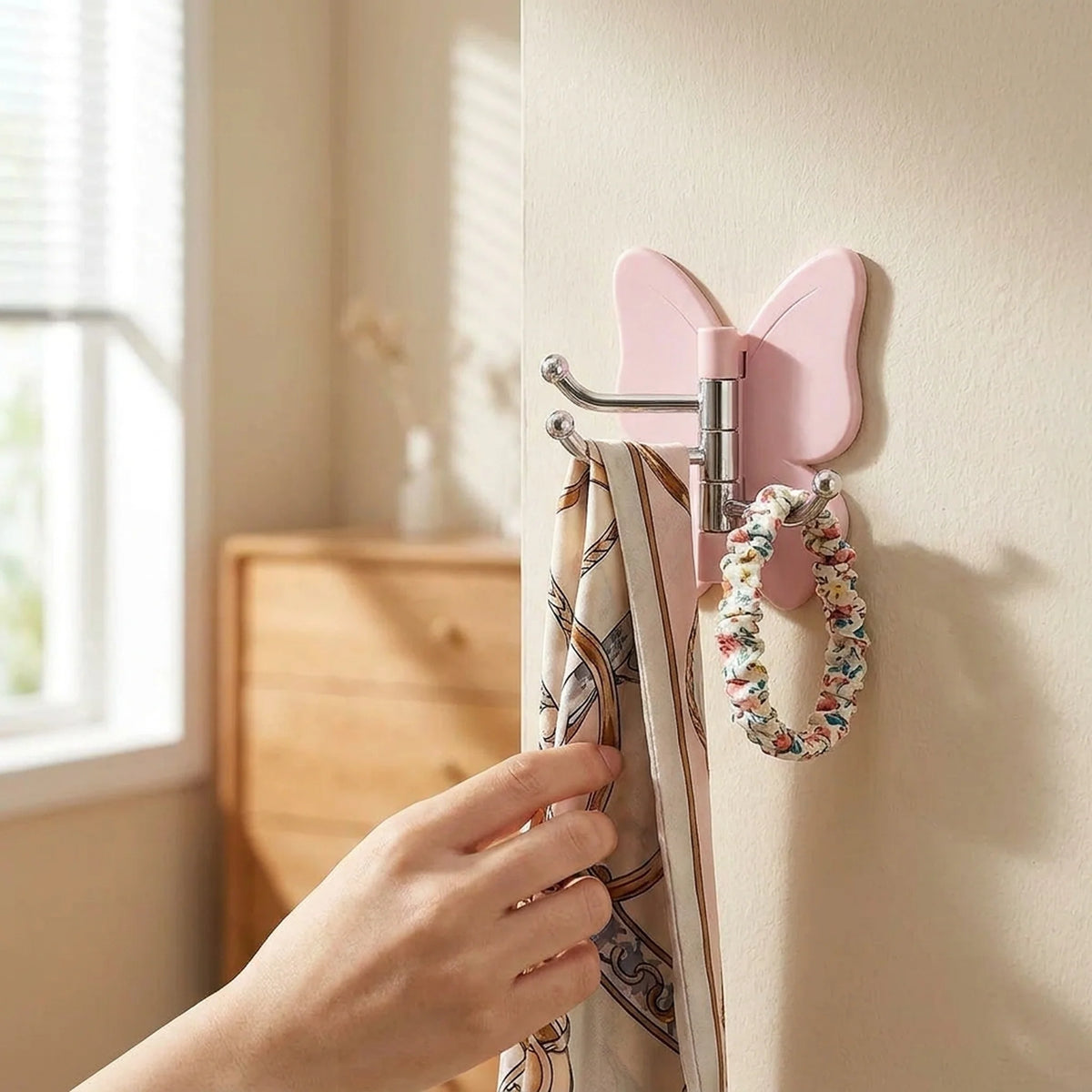 Wall Hook Butterfly Rotatable No-Drill Self-Adhesive