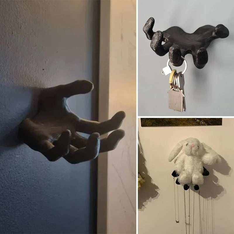 Wall Hook Gothic Hand Matte Black Resin
