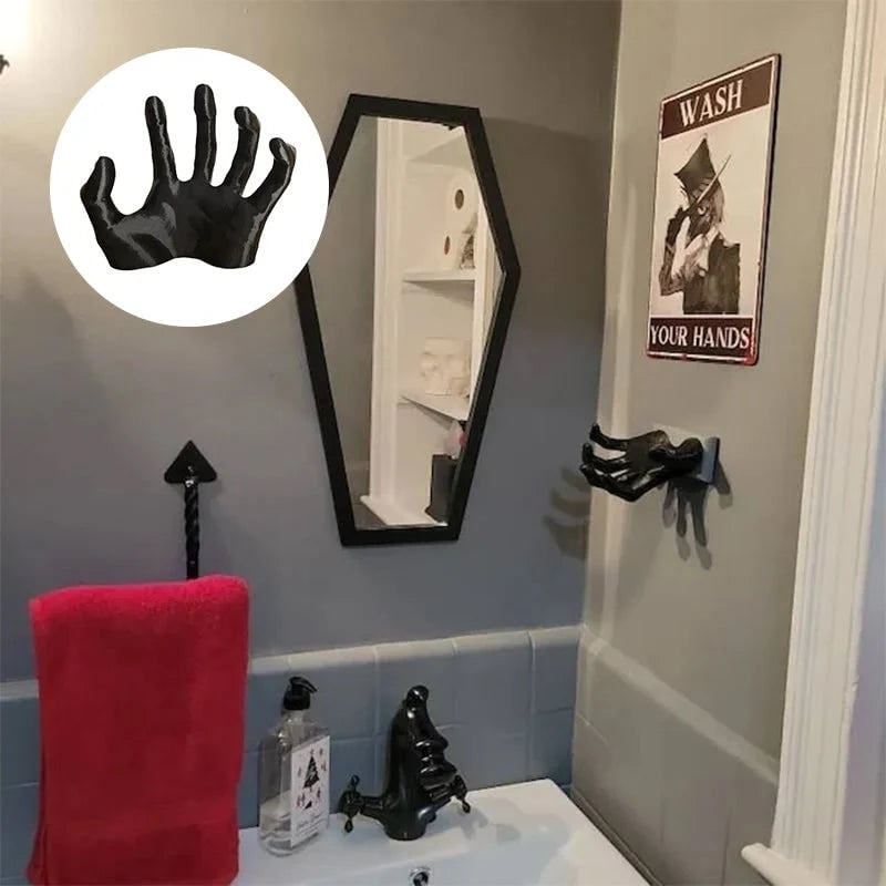 Wall Hook Gothic Hand Matte Black Resin