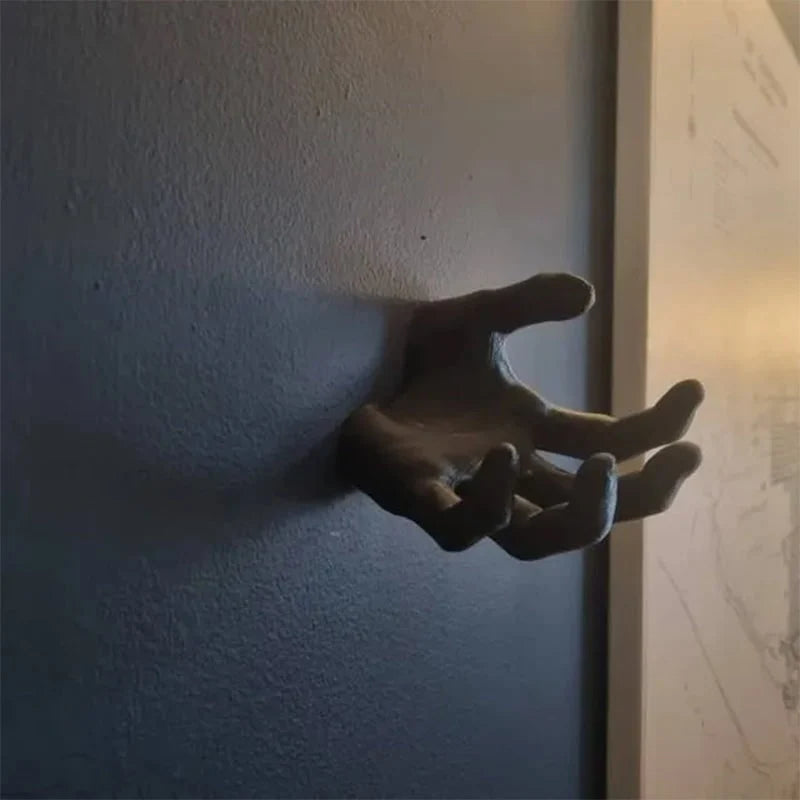 Wall Hook Gothic Hand Matte Black Resin