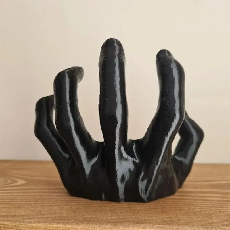 Wall Hook Gothic Hand Matte Black Resin