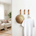 Wall Hook Organizer Leather & Wood Set of 3