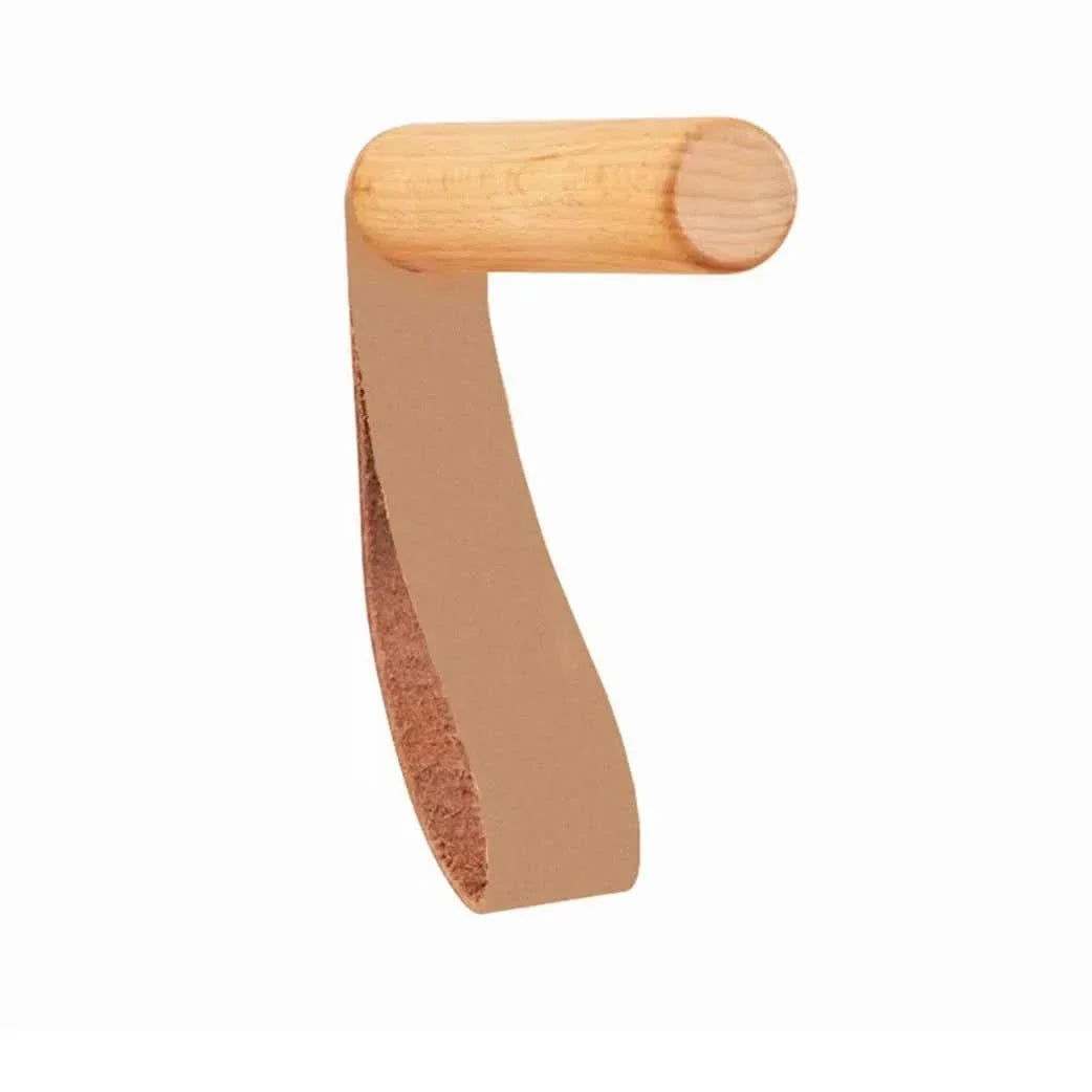 Wall Hook Organizer Leather & Wood Set of 3