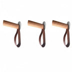 Wall Hook Organizer Leather & Wood Set of 3