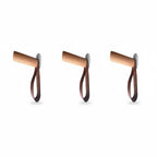 Wall Hook Organizer Leather & Wood Set of 3
