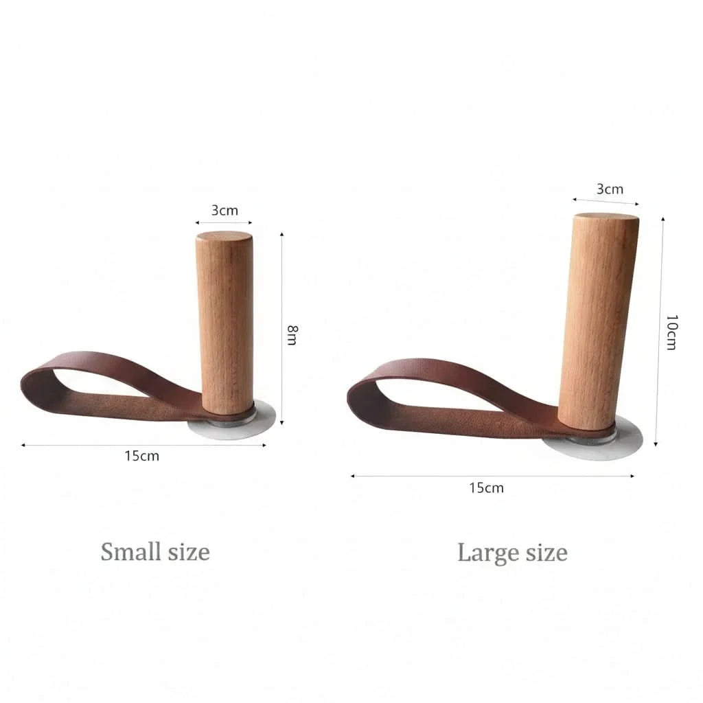 Wall Hook Organizer Leather & Wood Set of 3