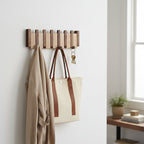 Wall Hook Rack Foldable Space-Saving Walnut & Beech