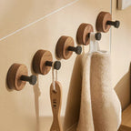 Wall Hook Rack Peel-And-Stick Wood & Aluminum