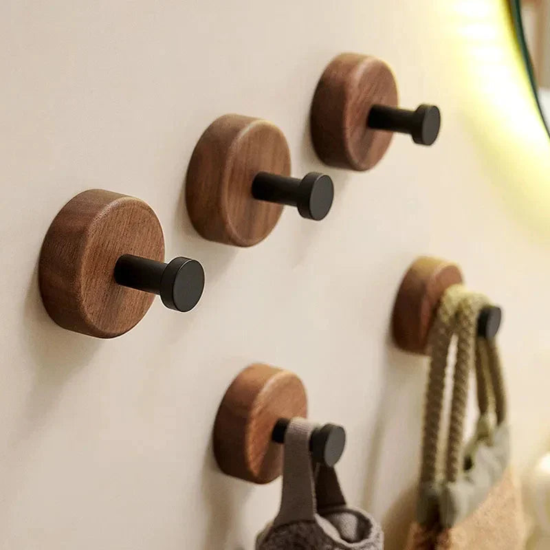Wall Hook Rack Peel-And-Stick Wood & Aluminum