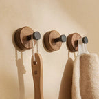 Wall Hook Rack Peel-And-Stick Wood & Aluminum