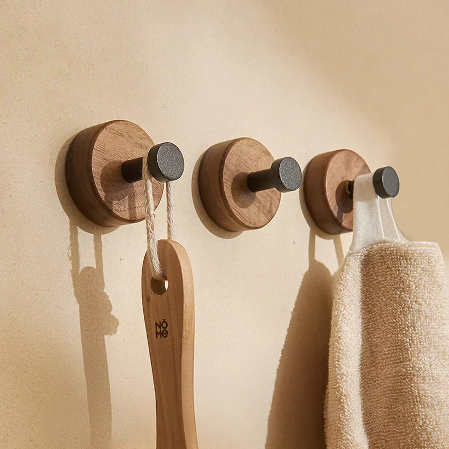 Wall Hook Rack Peel-And-Stick Wood & Aluminum