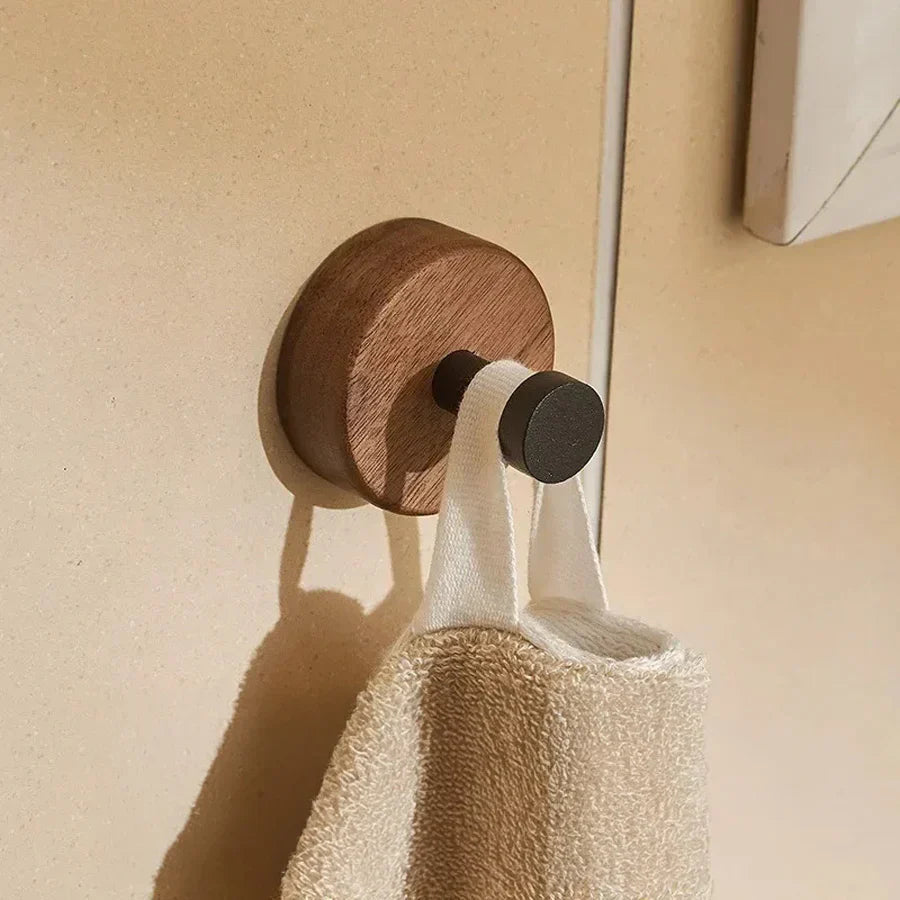 Wall Hook Rack Peel-And-Stick Wood & Aluminum