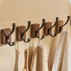 Wall Hook Rack Peel-And-Stick Wood & Aluminum
