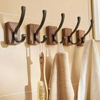 Wall Hook Rack Peel-And-Stick Wood & Aluminum
