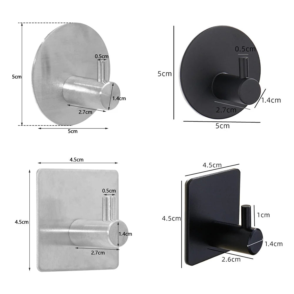 Wall Hook Self Adhesive Stainless Steel No Drill