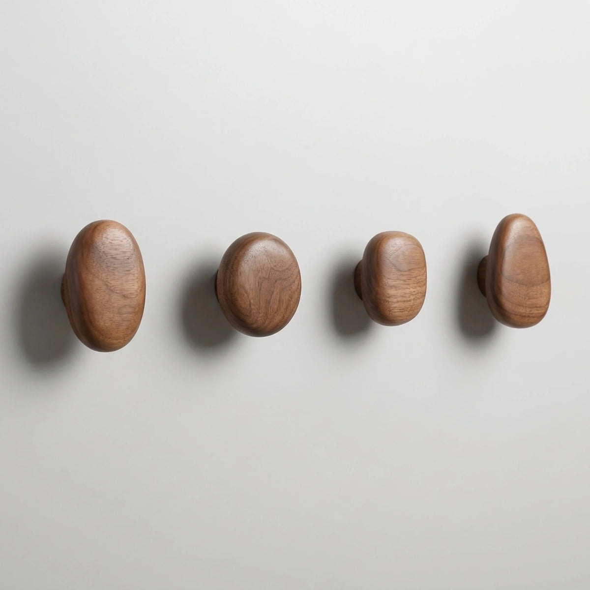 Wall Hook Set Organic Pebble Wood Set Of 4
