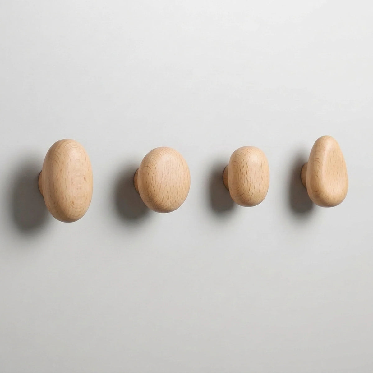 Wall Hook Set Organic Pebble Wood Set Of 4
