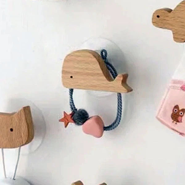 Wall Hook Wooden Animal Self-Adhesive & Screw Mount