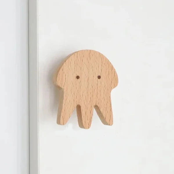Wall Hook Wooden Animal Self-Adhesive & Screw Mount
