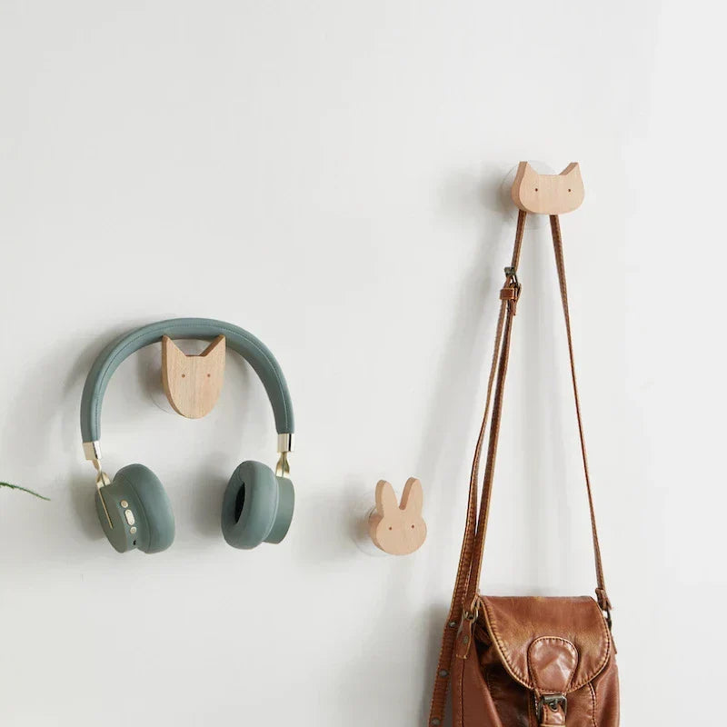 Wall Hook Wooden Animal Self-Adhesive & Screw Mount