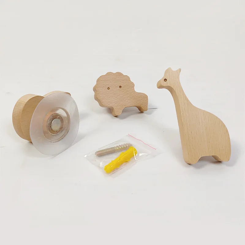 Wall Hook Wooden Animal Self-Adhesive & Screw Mount