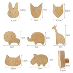 Wall Hook Wooden Animal Self-Adhesive & Screw Mount