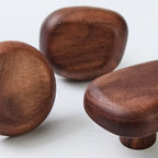 Wall Hooks Set Handmade Pebble-Shaped Solid Wood