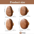 Wall Hooks Set Handmade Pebble-Shaped Solid Wood
