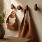 Wall Hooks Set Handmade Pebble-Shaped Solid Wood