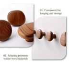 Wall Hooks Set Handmade Pebble-Shaped Solid Wood
