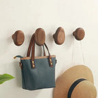 Wall Hooks Solid Wood Pebble Shape Matte Finish