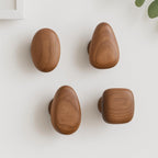 Wall Hooks Solid Wood Pebble Shape Matte Finish