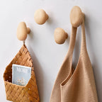 Wall Hooks Solid Wood Pebble Shape Matte Finish