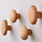 Wall Hooks Solid Wood Pebble Shape Matte Finish
