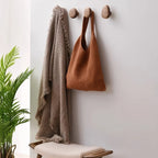 Wall Hooks Solid Wood Pebble-Shaped Matte Finish