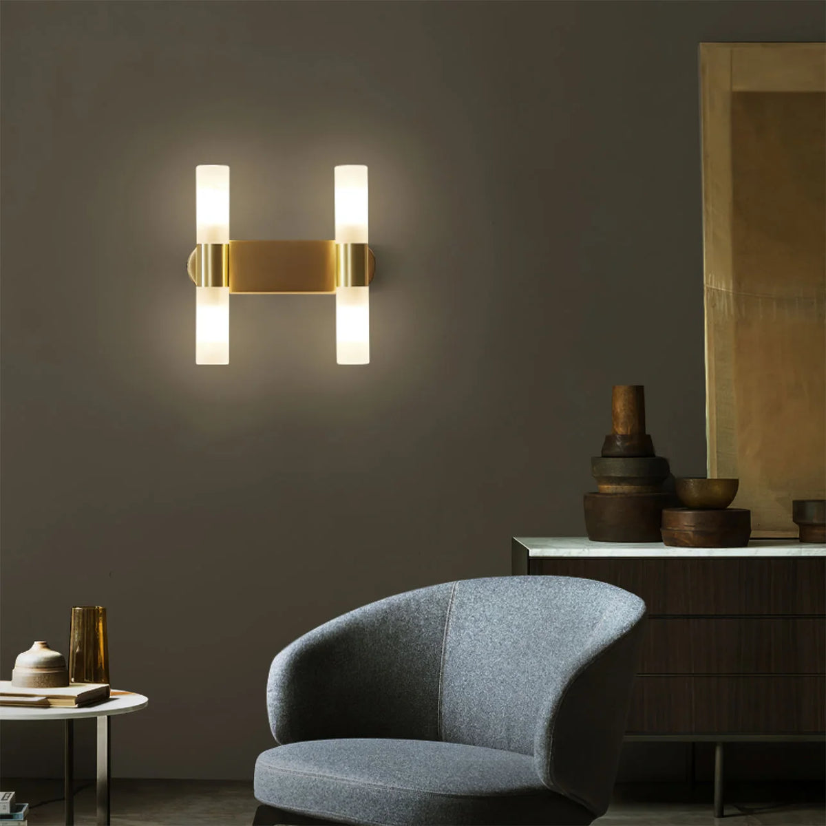 Wall Lamp Acrylic Shade G9 Socket Copper Base