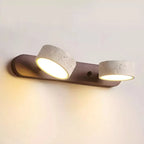Wall Lamp Adjustable Arms Travertine & Wood Warm-White LED