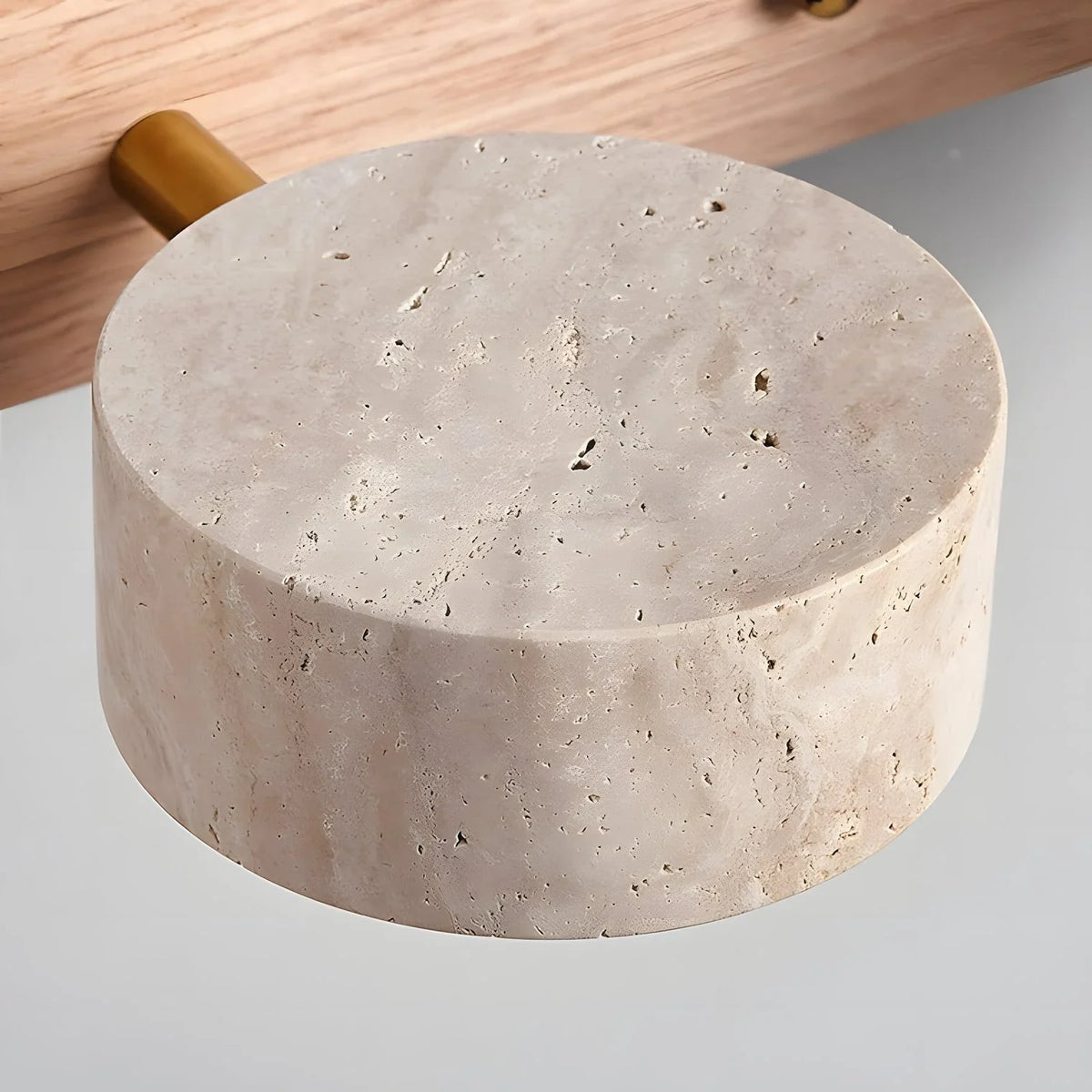 Wall Lamp Adjustable Arms Travertine & Wood Warm-White LED
