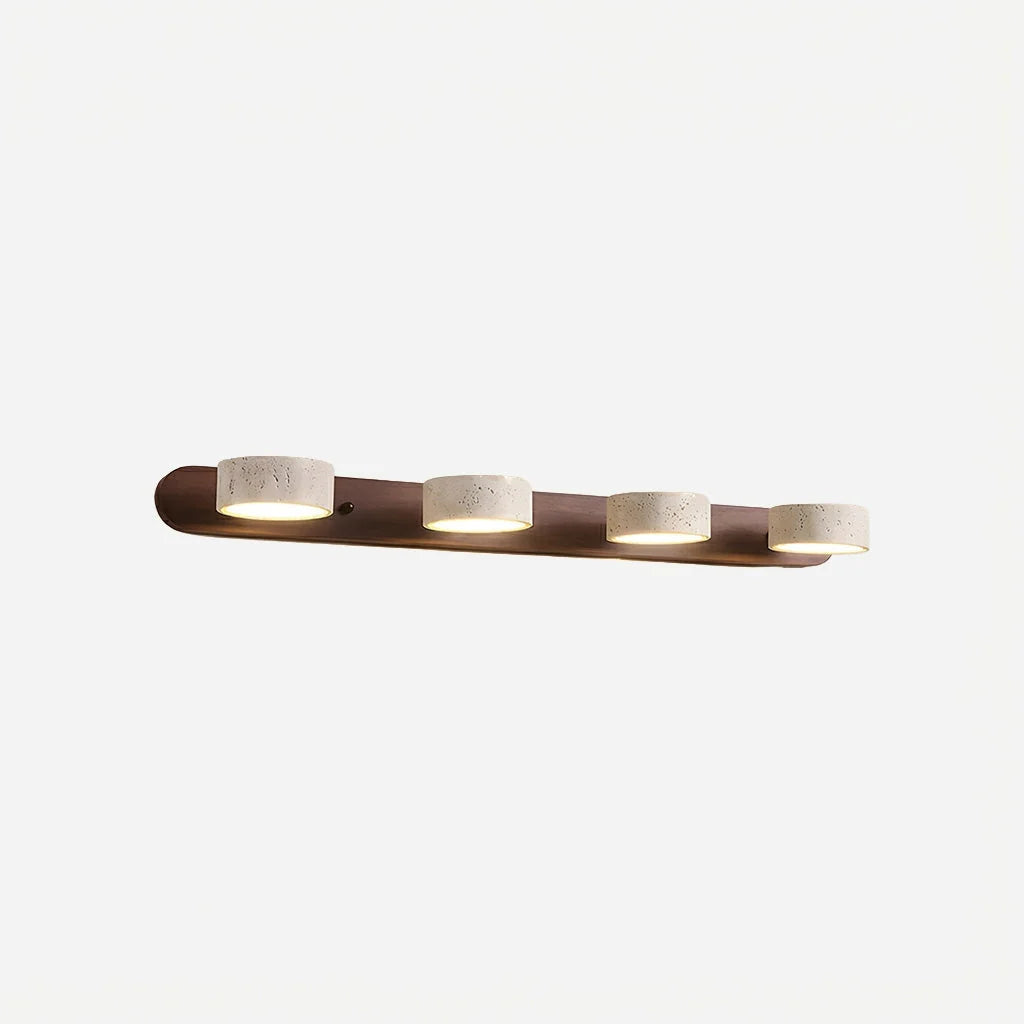 Wall Lamp Adjustable Arms Travertine & Wood Warm-White LED