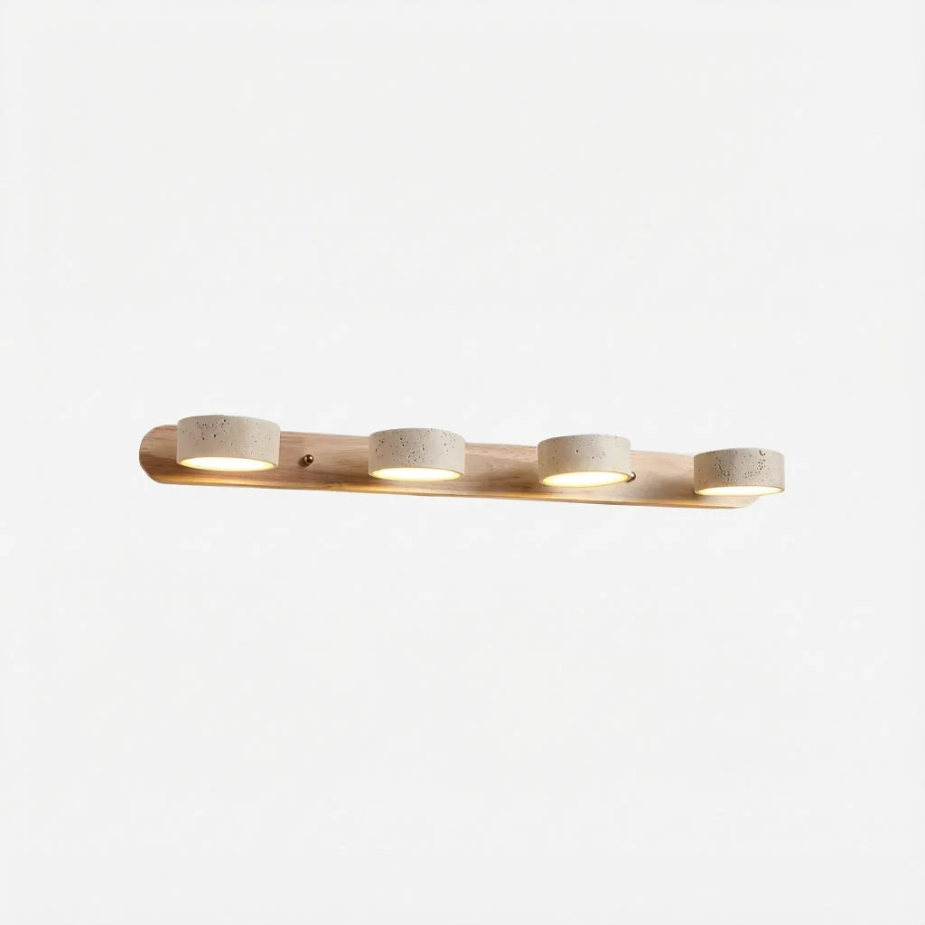 Wall Lamp Adjustable Arms Travertine & Wood Warm-White LED