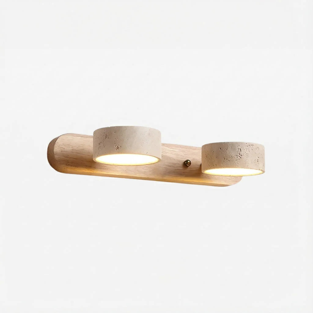 Wall Lamp Adjustable Arms Travertine & Wood Warm-White LED