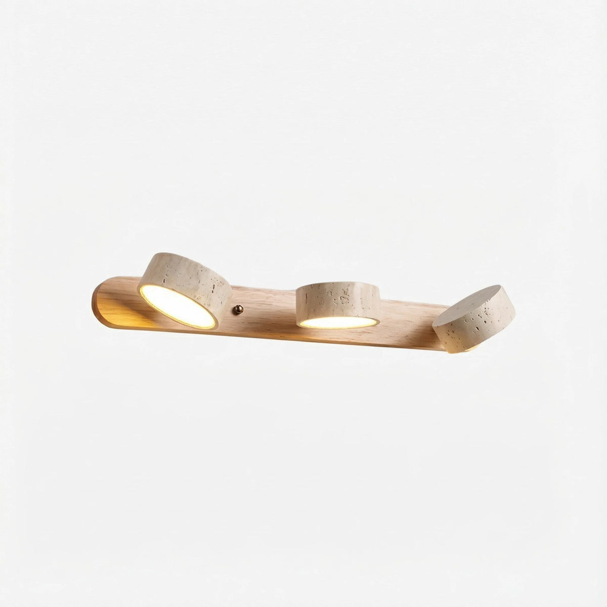 Wall Lamp Adjustable Arms Travertine & Wood Warm-White LED