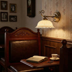 Wall Lamp Antique Brass & White Ceramic Openwork