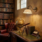 Wall Lamp Antique Brass & White Ceramic Openwork